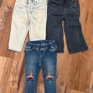 Kids Denim Unicorn Embroidered Jeans